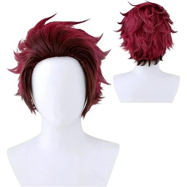 Tanjirou Kamado Cosplay Anime Kimetsu No Yaiba Kostium Cosplay Mundur Haori Kimono Peruka Garnitur Halloween DorosłY Dziecko S&Demon Slayer Black-image