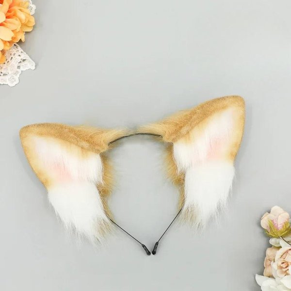 Cosplay De Shiba Inu De Halloween | Diadema Realista Con Orejas De Perro Cuernos Cosplay Orejas De Gato White-image