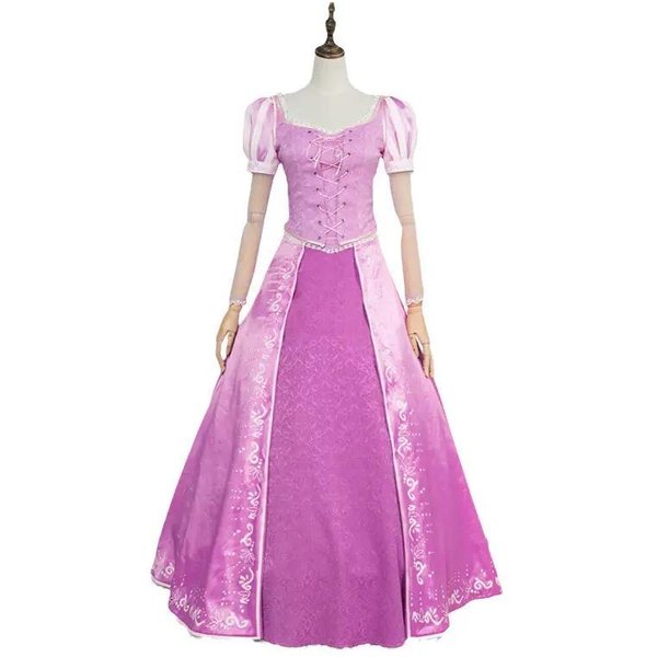 ZapląTani Roszpunka Kostium Cosplay Dla DorosłYch Kobiet KsiężNiczka Fioletowa Sukienka StróJ Na Halloween Karnawał Imprezę Peruka Dla DorosłYch XL Pink-image