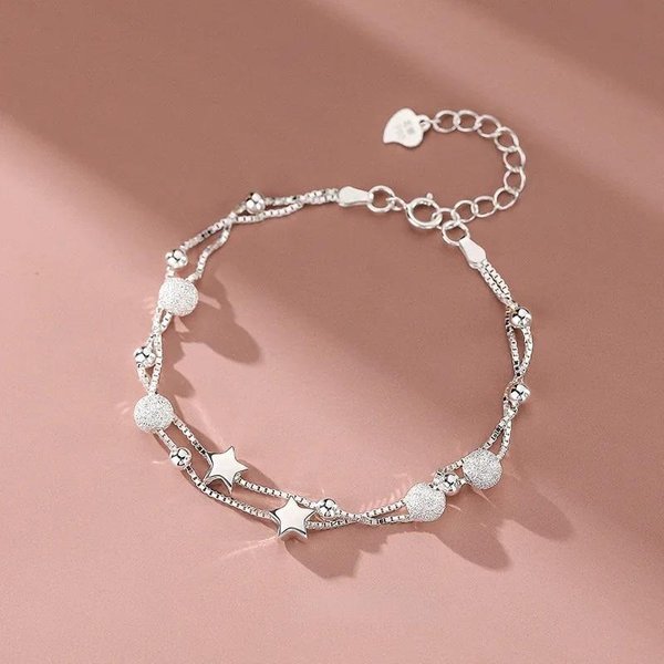 Hermosas Pulseras De Estrellas Para Mujer, DiseñAdor De Moda Coreana, JoyeríA Para Fiesta Y Boda, Regalos NavideñOs 19Cm Plata-image