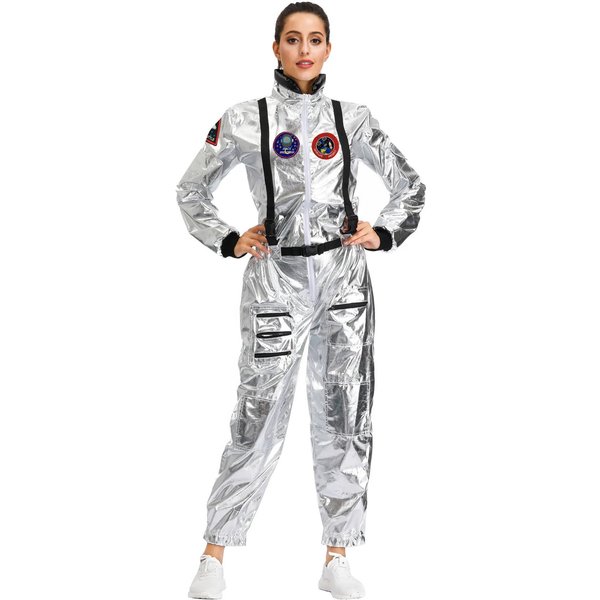Disfraz De Astronauta Traje Espacial Plateado Hombre Mujer Traje Espacial Halloween Navidad ActuacióN Fiesta De Disfraces Espaciales Regalo S Gray-image