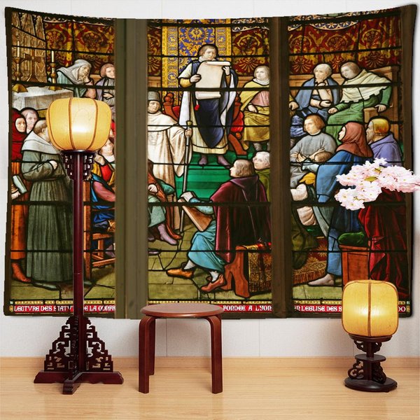 Tapiz Religioso De Jesucristo, Colgante De Pared, Fe MíStica, Retro, Hippie, Tapiz, Arte PsicodéLico, BrujeríA, Dormitorio, DecoracióN Del Hogar 320X182Cm-image