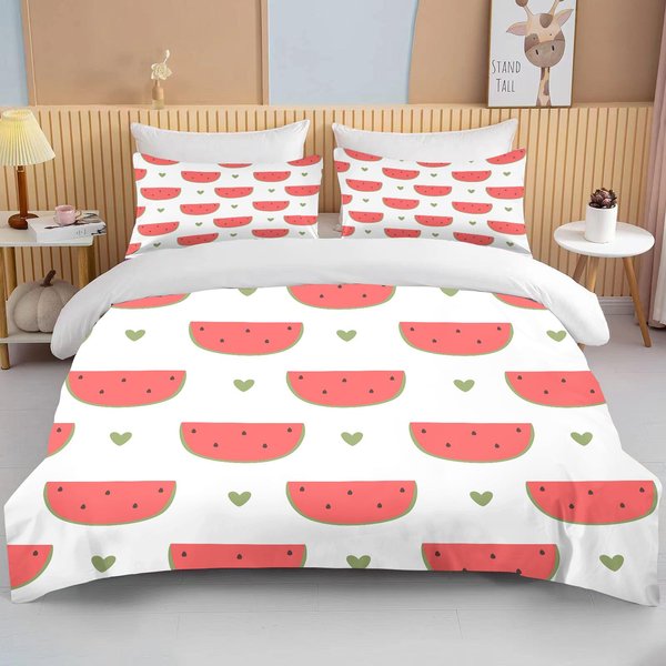 10 Tallas Juego De Ropa De Cama Con Estampado De Frutas De Tres Piezas Juego De Ropa De Cama Doble TamañO King Juego De Funda NóRdica De Microfibra Juego De Funda NóRdica Queen EU Single(135X200Cm)-image