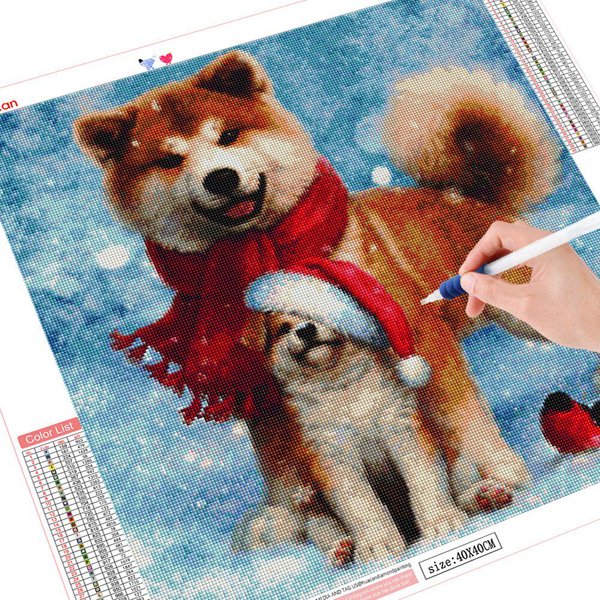 Bordado Diamante 5D Perro Arte Mosaico Diamantes De ImitacióN Taladro Completo Pintura Diamante Animal Punto De Cruz Invierno DecoracióN Hogar Full Square 30X30Cm-image