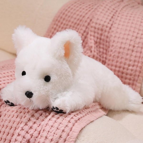 Urocza 30-65 Cm Puszysta BiałA West Highland White Terrier Pluszowa Zabawka MięKki Wypchany Szczeniak Realistyczny Pies Zwierzę UspokajająCa Lalka Prezent 45Cm BiałY-image