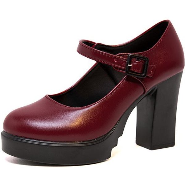 Damskie Buty Mary Jane Modne Wygodne Damskie Buty Nowe Grube Obcasy Platforma Damskie Wysokie Obcasy 35-image
