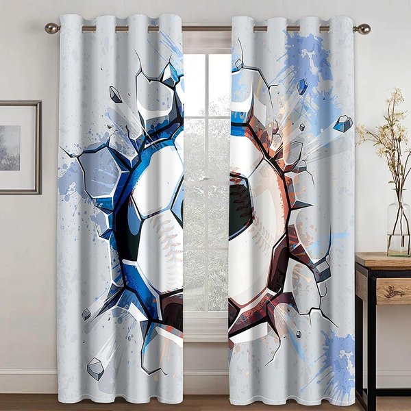 PiłKa NożNa Sporty MiłOśNicy PokóJ Dekoracyjne ZasłOny 2 Panele PokóJ ChłOpcóW DziewcząT Salon Gabinet Okno Dekoracyjne ZasłOny W75H166(Cm)X2Pcs&Grommet Top-image