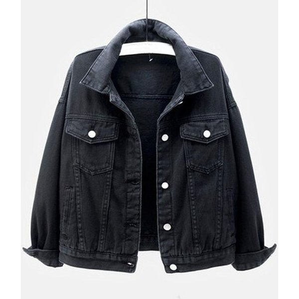 Chaqueta Vaquera Para Mujer Corta Coreana Holgada De Manga Larga Top De Estudiante Chaqueta Vaquera Grande Para Mujer Estilo Corto 4XL-image
