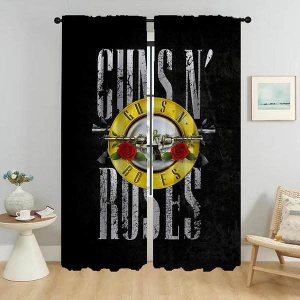 Cortinas Para Sala De Estar Cortina Para HabitacióN 2 Paneles Rock-Gun Roses DecoracióN De Halloween Estores Separador Cortinas Para Interior Del Hogar W50Xh70Cmx2Pcs-Cl-image