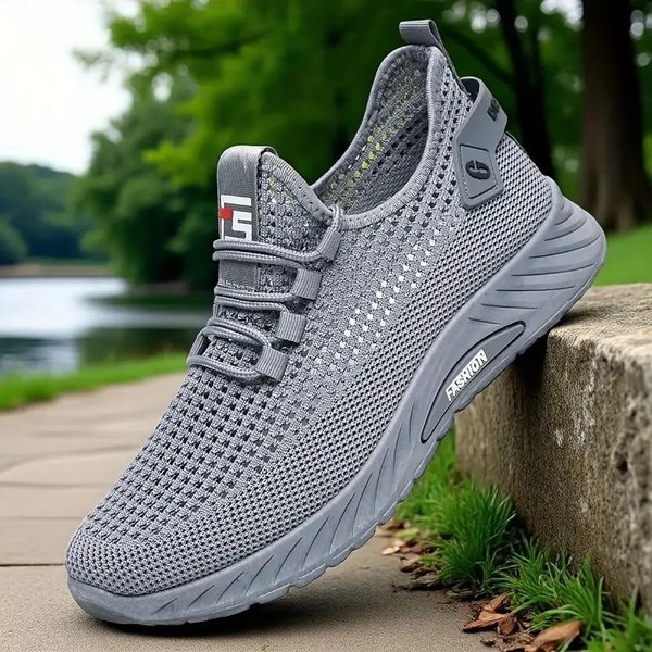 Zapatillas De Running De Malla Transpirable Para Hombre - Zapatillas Ligeras De CañA Baja Con Suela De Goma Acolchada, Zapatos Deportivos Casuales Para Deportes Al Aire Libre 40 Gray-image