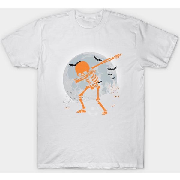 Camiseta Mujer Esqueleto Dabbing Halloween Camiseta Papá Regalo ImpresióN Harajuku Camiseta Kawaii Verano Manga Corta Camiseta Superior Femenina 4XL Blanco-image