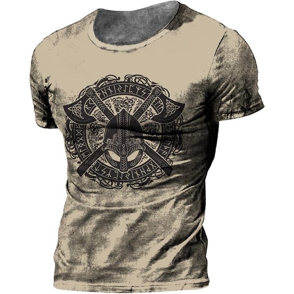 Camiseta Vintage Para Hombre, Camisetas Con Estampado Vikingo En 3D, Camisetas De Verano, Camisetas Holgadas Informales, Ropa Para Hombre, Sudadera De Calle Hip Hop Con Cuello Redondo S Black-image