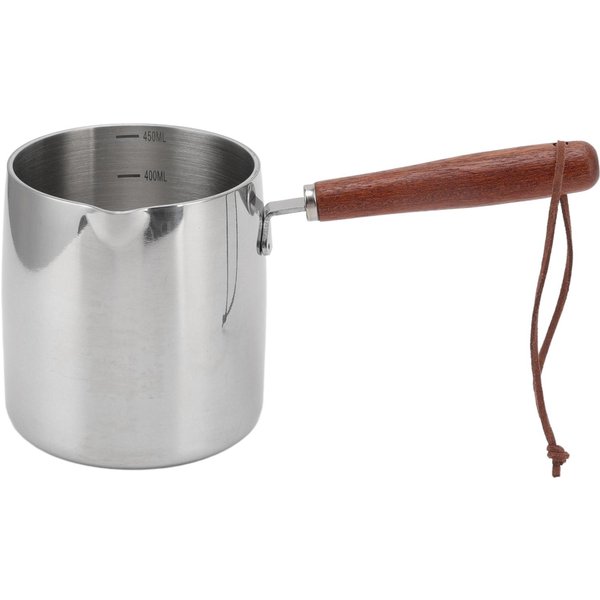 450ML Calentador De Mantequilla De Acero Inoxidable Mini Olla Para Mantequilla Café Leche Cazo PequeñO Con Mango De Madera L-image