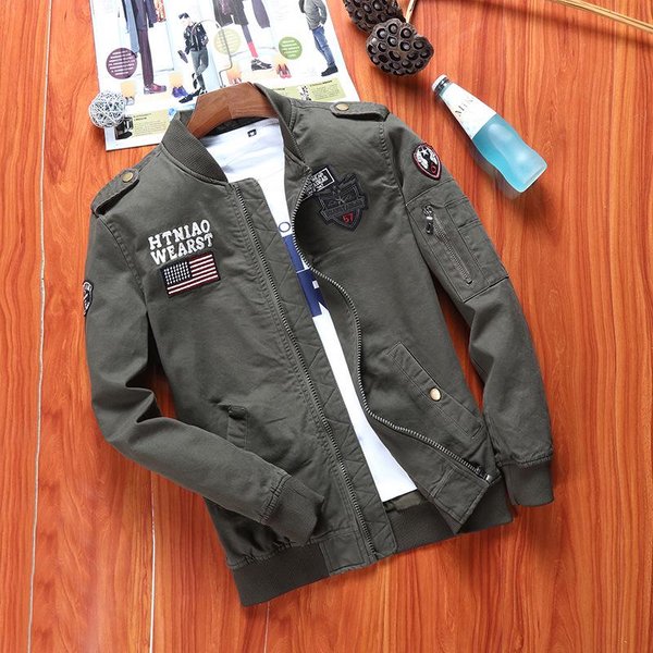 Chaqueta De Vuelo De Primavera Y OtoñO Para Hombre, Juvenil, Fina, Bordada, Militar, De Trabajo, AlgodóN Puro, Talla Grande, Uniforme De BéIsbol 4XL White-image