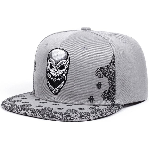 Nowa Modna Czapka Baseballowa Paisley Szkielet Haft Hip Hop Czapka Codzienna Dekoracja Daszek PłAskie Rondo Czapka Unisex White-image