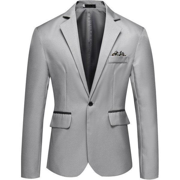 MęSki Garnitur Slim-Fit JednorzęDowy, MłOdzieżOwa Moda, Casualowa Marynarka L Kolor Szary-image