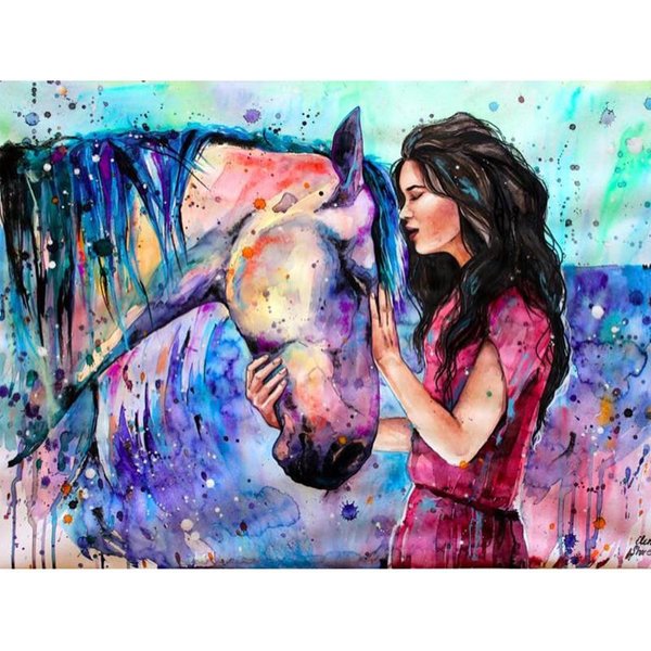 Pintura De Diamantes Caballo Completa Redonda NiñA Bordado De Diamantes Punto De Cruz Imagen Invernal De PedreríA 20X30CM-image