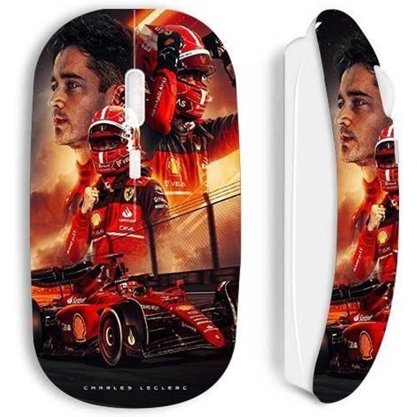 Mysz Bezprzewodowa - Maniacase - Charles Leclerc F1 Ferrari - Optyczna - Usb - BiałA-image
