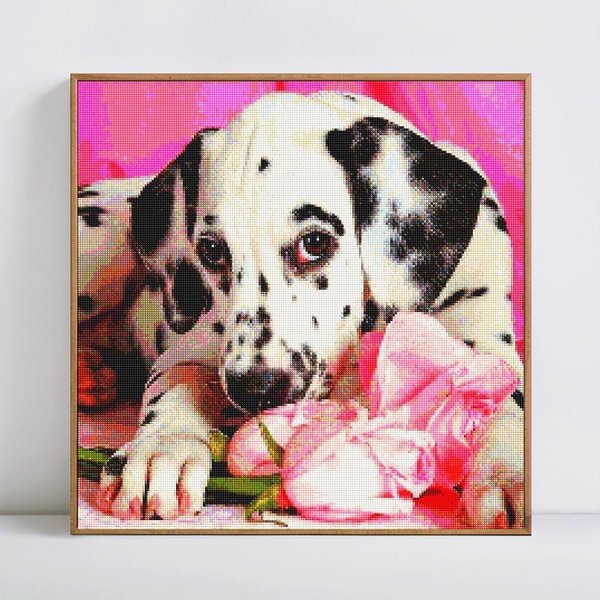 Pintura De Diamante 5D Diy, Bordado De Animales Redondos Completos, Imagen De Mosaico De Diamantes De Perro, Diamantes De ImitacióN 40X40-image