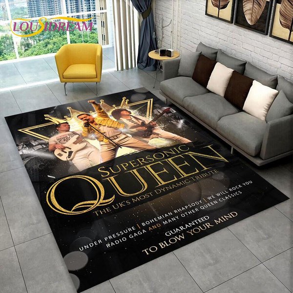 Alfombra De ÁRea Freddie Mercury Queen-Banda De Rock, Alfombra Para Sala De Estar Dormitorio Sofá Felpudo DecoracióN, Alfombra De Juego Antideslizante Para NiñOs 40X60Cm(15X23In)-image