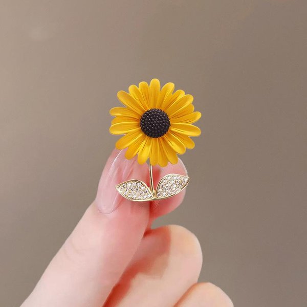 Broche De Girasol De Alta Gama Para Mujer, Exquisita Flor De Solapa Para Traje, Broche De Solapa Con Temperamento, Accesorios De Ropa Elegantes Y VersáTiles Orange-image
