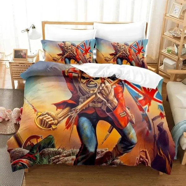 Zestaw PośCieli Iron Heavy Metal Maidens Poszewka Na KołDrę Zestaw PośCieli Poszewka Na KołDrę Poszewka Na Poduszkę KołDra King Queen Size ChłOpcy DorosłY Zestaw PośCieli 70X133Cm 2Pcs-image