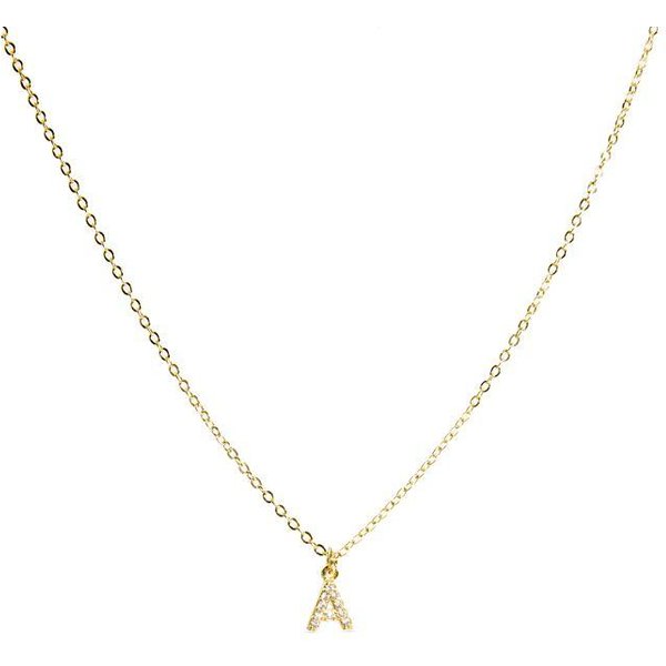 Collar Luxenter Con Circonita Brillante Acabado Oro 18K - Alfabeto A Beige-image