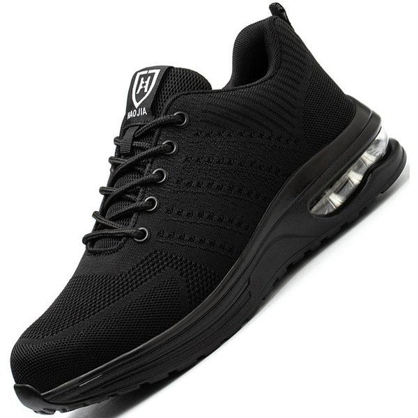 Zapatillas De Trabajo Con AmortiguacióN De Aire, Zapatos De Seguridad Transpirables, Zapatos De Trabajo Para Hombres Y Mujeres, Botas De Trabajo Con Punta De Acero, Botas De Seguridad A Prueba De Perforaciones, Unisex 36 Black-image
