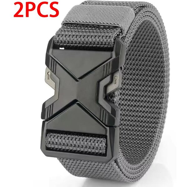 2 Piezas CinturóN Para Hombre EjéRcito Caza TáCtico Para Exteriores MontañIsmo Multifuncional TáCtico Nylon Lona Tejido Cinturones Para PantalóN 125Cm Black-image