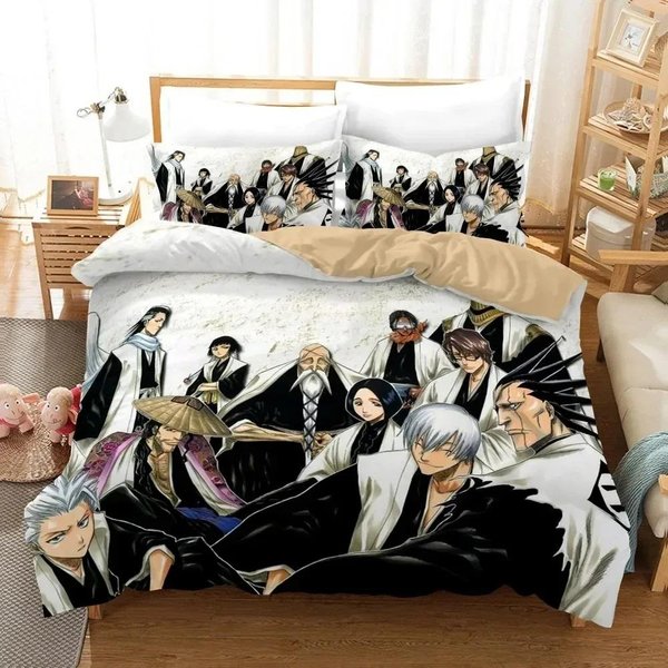 Anime Bleach Toushirou Ichigo Poszewka Na KołDrę Poszewka Na Poduszkę Kolekcja PośCieli PodwóJna BliźNiacza PełNa KróLowa KróL PośCiel Dla DorosłYch Dzieci Poszewka Na KołDrę 135X200Cm-2Pcs-image