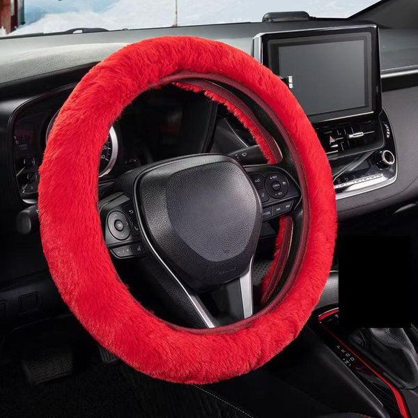 Accesorio De Coche Universal De Moda, Cubierta CáLida Y Larga De Felpa Suave Para Volante De Coche-image