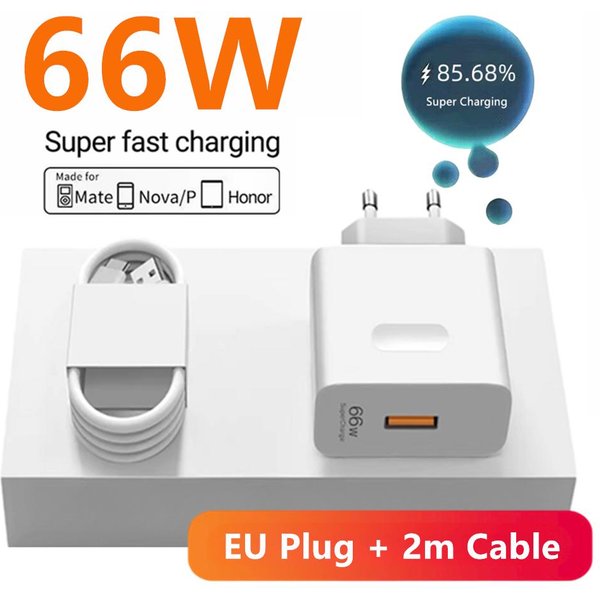 6A 66W Super Szybka łAdowarka śCienna Do Huawei Mate 40 50 60 P50 P60 Nova 10 11 12 Honor 90 100 200 Lite X7B X8B Szybkie łAdowanie Kabel USB Typu C EU Plug - 2M Cable-image