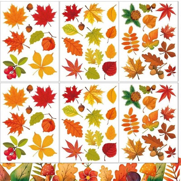Pegatinas ElectrostáTicas Para DecoracióN De Fiestas De AccióN De Gracias, Ventanas Con Hojas De Arce OtoñAles Europeas Y Americanas Varios Colores-image