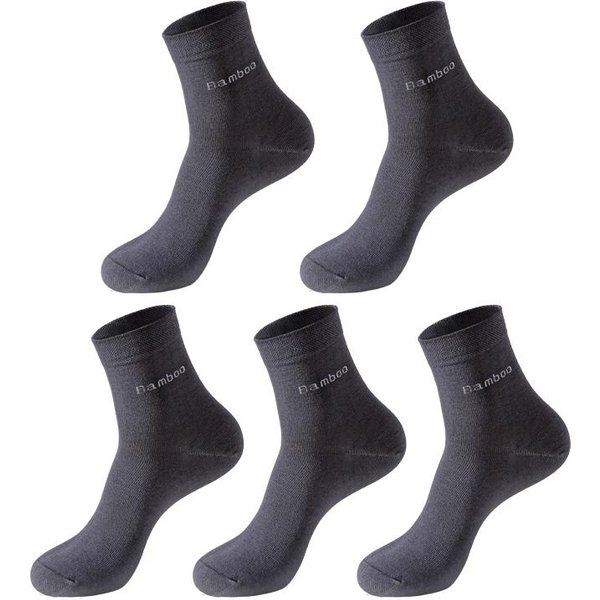 5 Pares De Calcetines De Fibra De Bambú Para Hombre, Calcetines De CompresióN Transpirables, Calcetines Informales De Negocios, Talla 38-45 Para Hombre EUR38-45 Gris Oscuro-image