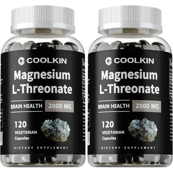 CáPsulas Mixtas De Treonato De L-Magnesio, Totalmente Naturales, 2000 Mg Por PorcióN, FáCilmente Absorbible, Aptas Para Hombres Y Mujeres. 120*2 Black-image