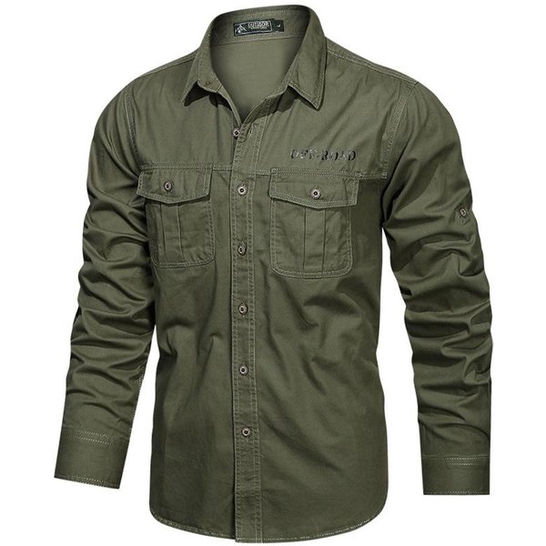 Camisa Nueva De Primavera Y OtoñO Para Hombre De Manga Larga De AlgodóN Casual De Color SóLido DecoracióN Chaqueta Para El Cuerpo Xxxl Gray-image