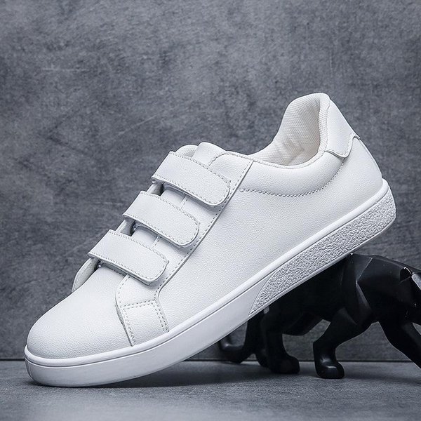 Markowe SkóRzane Buty Codzienne Wygodne Jednokolorowe Trampki MęSkie Uniwersalne Buty Do Chodzenia Na ZewnąTrz Projektant Buty Skateboardowe MęSkie 39 BiałY-image