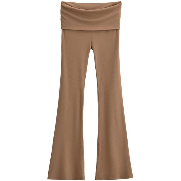 Pantalones De Yoga Fitness Con Cintura Fruncida Y Levantamiento De Cadera, Pantalones Acampanados Largos Para Mujer, Pantalones De Piso De Cintura Alta, Pantalones Casuales Para Mujer L-image