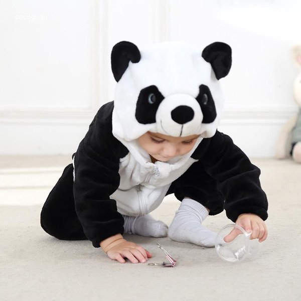 Pijama De Panda Para Bebé NiñO NiñA Pijama Ropa Para ReciéN Nacidos Bodis Lindos Franela CáLido De Una Pieza Invierno Halloween Disfraz De Animal 18M(18-24 Months) Gray-image