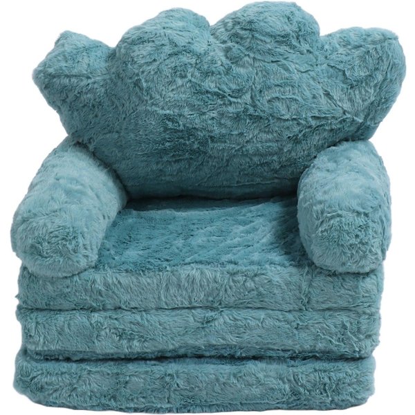 SillóN Plegable Verde Sofá Plegable Corona Lindo Suave CóModo Sofá Infantil Para NiñOs NiñAs Hogar-image