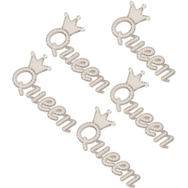 5 Piezas Parches Bordados Corona Brillante Forma De Reina DIY Parches Para Coser Para DecoracióN De Ropa-image