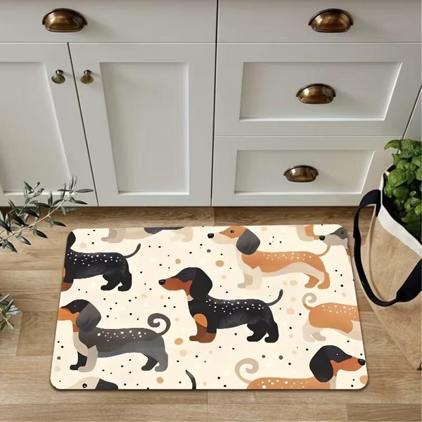 Uroczy Jamnik Mata Powitalna Kropki Jamnik Dywanik PodłOgowy WejśCiowy WewnęTrzny ZewnęTrzny Dywanik Do Salonu Kuchni Dekoracja 30X50Cm-image