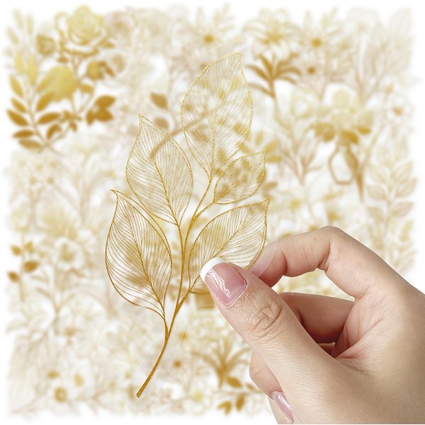 50 Uds. Pegatinas Transparentes De Graffiti, DecoracióN DIY De Plantas Doradas Para Diarios, Guitarras, Cuadernos, Maletas, PortáTiles, Motocicletas, Patinetas 50Pcs Beige-image