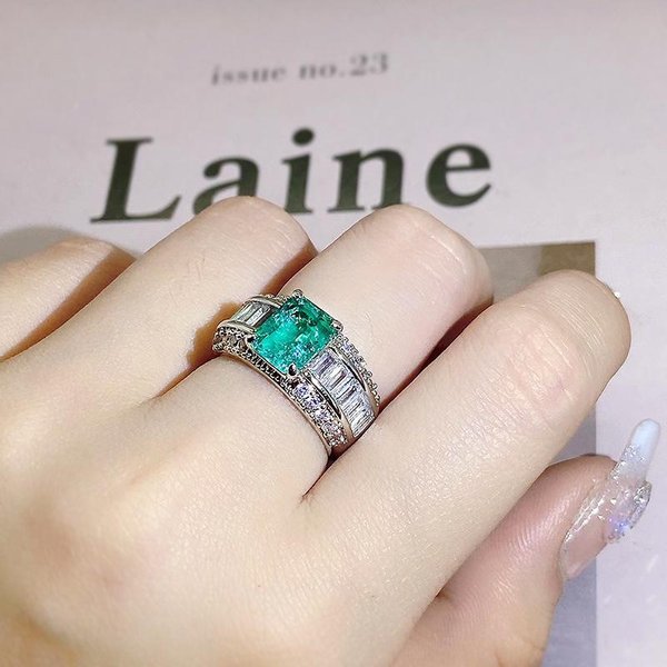 Anillo Cuadrado Princesa Paraiba De Plata Calidad Seiko Alto Carbono Para Mujer Fiesta De Bodas CumpleañOs JoyeríA Regalo 10 Gray-image