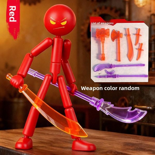 1 Zestaw Nowość Figurka Akcji Stickman ZłOżOny Robot Ruchomy Drukowany 3D Manekin Wielostawowy Stickman Zabawka Czerwony-image