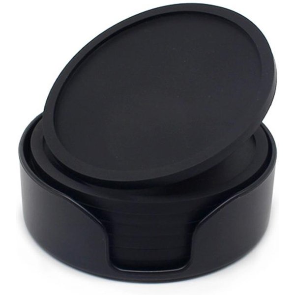 6 Piezas/Juego 10Cm Posavasos De Silicona Redondos Resistentes Al Calor Alfombrilla Para Taza De Té Bebida Taza De Café Almohadilla DecoracióN Salvamanteles Cocina Accesorios Negro-image