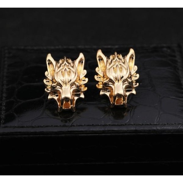 Broche De Lobo De AleacióN De Moda Con Personalidad, Pin Para Ropa, Camisa, Alfileres De Solapa Para Cuello, Broches De Borla De Cadena Larga De Metal, Regalo Para Hombres, JoyeríA Beige-image