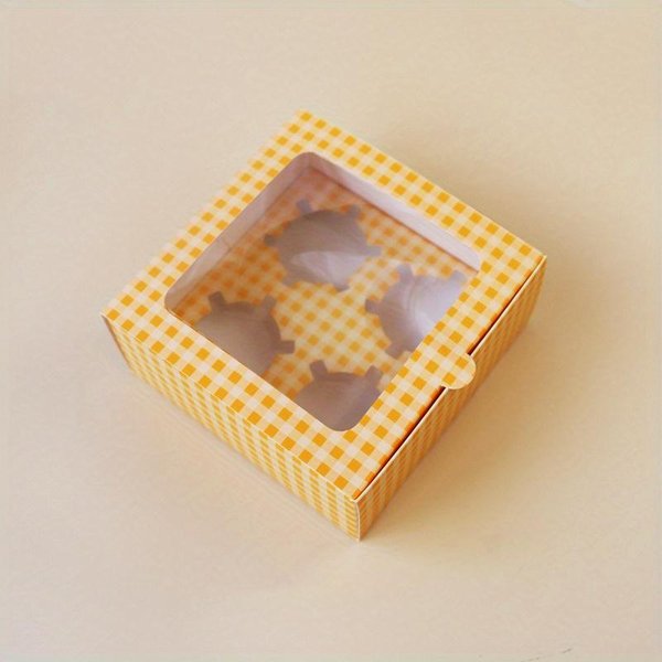 Caja De Embalaje De Papel Para Cupcakes, Caja De Postre A Cuadros, Taza De Mousse, Caja De Embalaje Para Tarta De Huevo 4-Grids-image