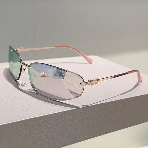 Okulary PrzeciwsłOneczne Y2K Bez Oprawek Damskie Najnowsze Stylowe ZewnęTrzne Dekoracyjne Okulary Damskie Nowoczesny Luksusowy Design Lustrzane Okulary PrzeciwsłOneczne As Picture Shows-image