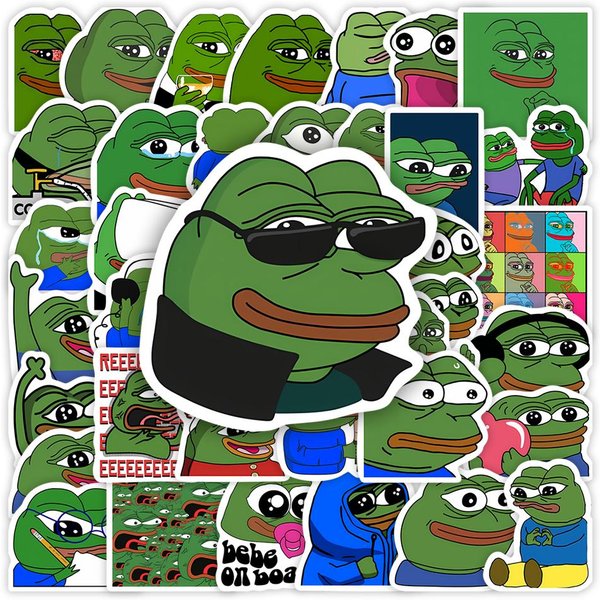 ŚMieszne Naklejki ŻAba Pepe Fajny Prezent DIY Zabawki Dla Dzieci Wodoodporna Naklejka Na Telefon Laptop Scrapbook Deskorolkę Kubki Notes Dekoracyjne Black-image